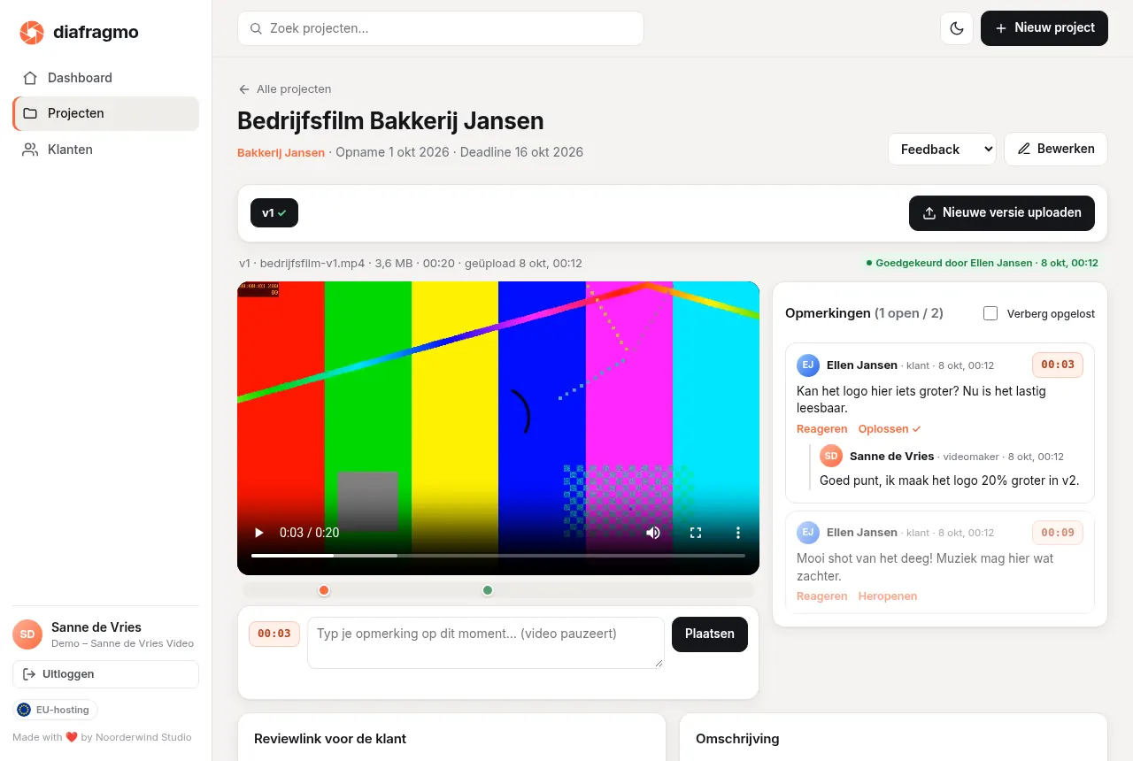 Echte App mit Beispieldaten · Oberfläche derzeit auf Niederländisch